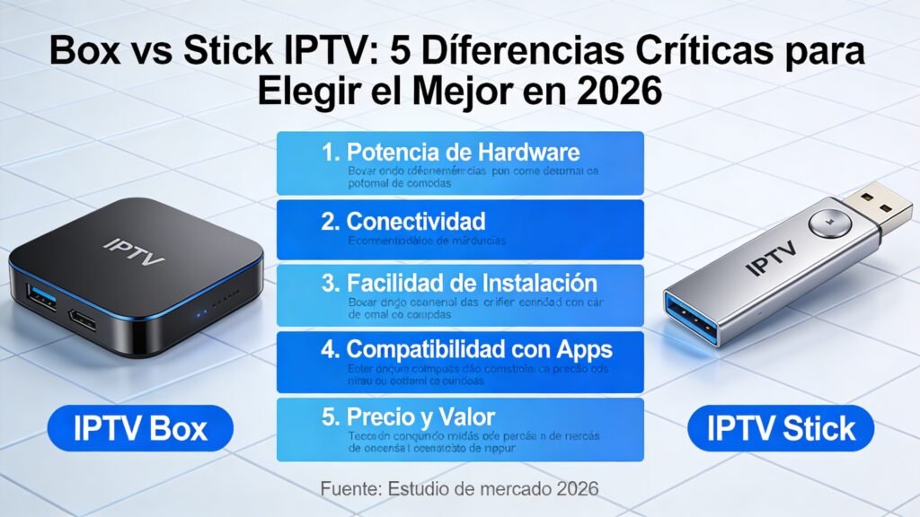 Box vs Stick IPTV: 5 Diferencias Críticas para Elegir el Mejor en 2026